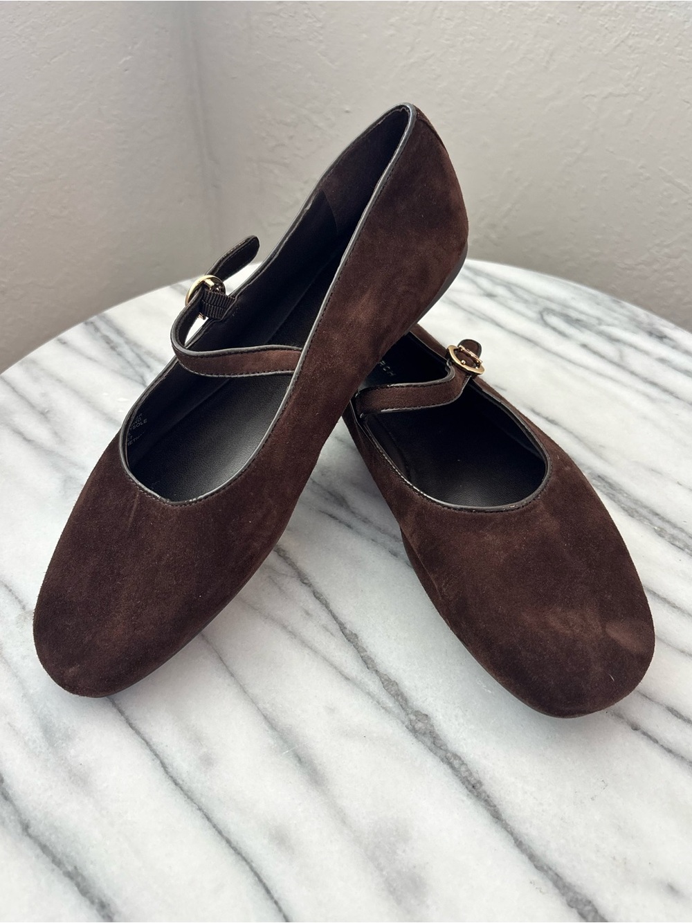 Tory Burch Chocolate Brown Suede Mary Jane Flats